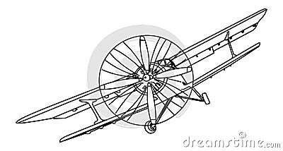 Biplane vector drawing on white background Vector Illustration