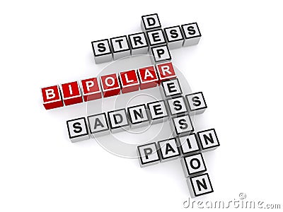 Bipolar depression stress sadness pain on white Stock Photo