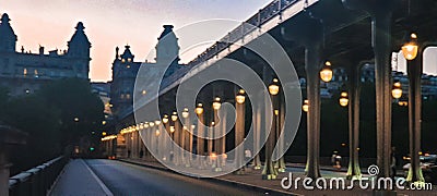 Bir Hakheim brigde at night Stock Photo