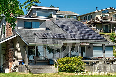 Solar Panels on Roof of a House Editorial Stock Photo