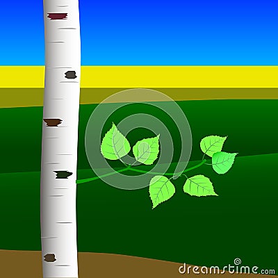 Birch branch Vector Illustration