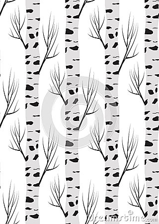 Birch tree autmn. seamless pattern background Vector Illustration