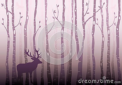 Birch tree forest, vector Vector Illustration