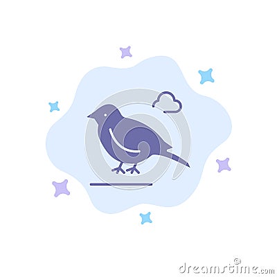 Bird, British, Small, Sparrow Blue Icon on Abstract Cloud Background Vector Illustration