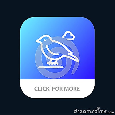 Bird, British, Small, Sparrow Mobile App Button. Android and IOS Line Version Vector Illustration