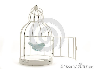 Bird in cage Stock Photo