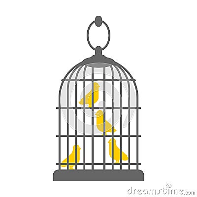 Bird in cage isolated. Symbol of bondage. vector illustration Vector Illustration