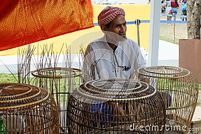 Bird cage maker at Annual Lumpini Cultural Festival Editorial Stock Photo