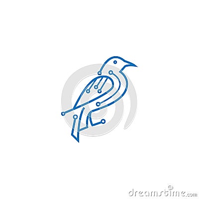bird digital line electronics logo design vector illustration Vector Illustration