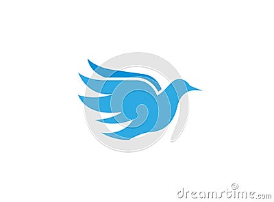 Bird eagle open wings for flying logo design, peace shape Cartoon Illustration