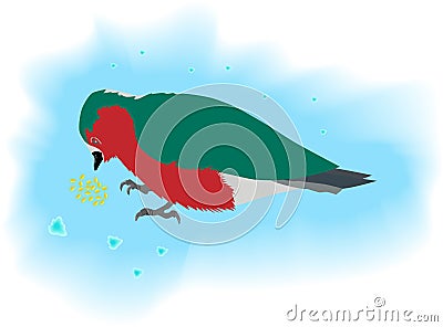 Bird eating grain Vector Illustration