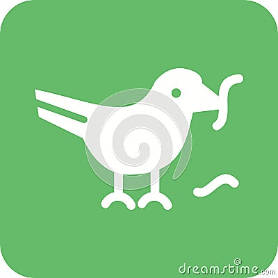 Bird Eating Worm Vector Illustration