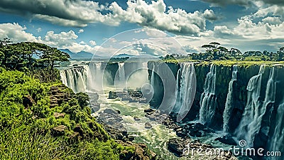 A bird eye view of the Iguazu waterfalls in Argentina Stock Photo