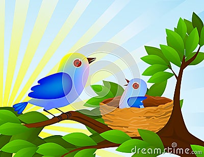 Bird family Vector Illustration
