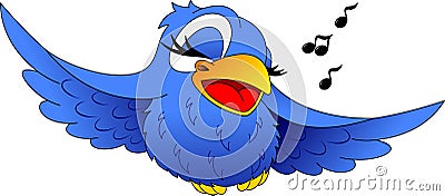 The bird flies and hums a melody Vector Illustration