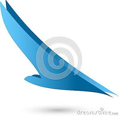 Bird in flight, bird and airplane logo Stock Photo