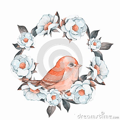 Bird and floral wreath 2 Stock Photo