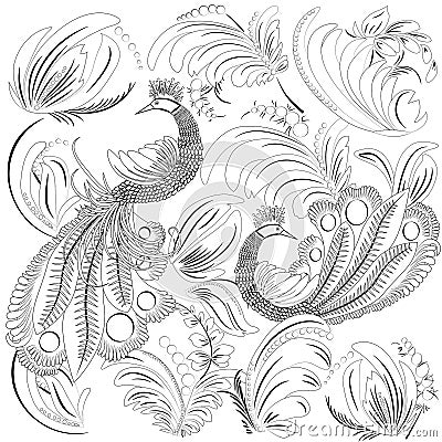 Bird and flowers Vector Illustration