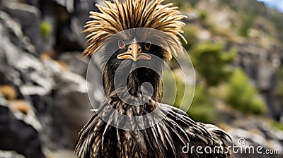 a bird with a fluffy hair Stock Photo