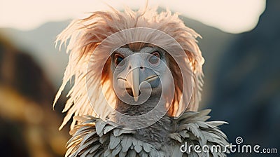 a bird with a fluffy hair Stock Photo