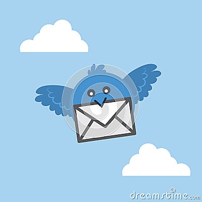 Bird Flying Letter Vector Illustration