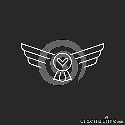 Bird flying owl logo thin lines linear minimalist style design element, hipster monogram tattoo idea Vector Illustration