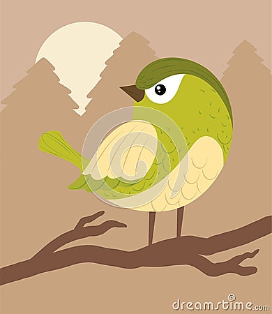 bird forest trees Vector Illustration