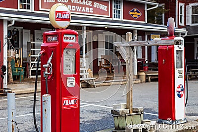 Two Gas Pumps Editorial Stock Photo