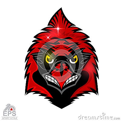 Bird head isolated on white. Logo for any sport team cardinals isolated Vector Illustration