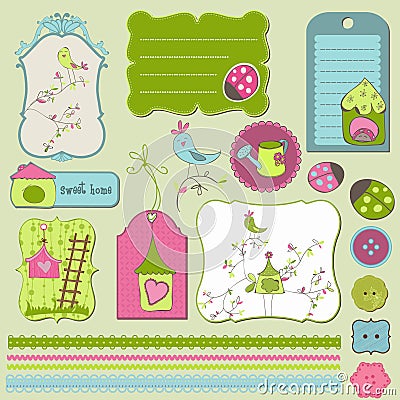 Bird House Design Elements Vector Illustration