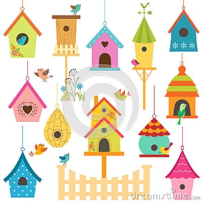 Bird houses Vector Illustration