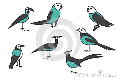 Bird icon. Set of different bird vector illustration Vector Illustration