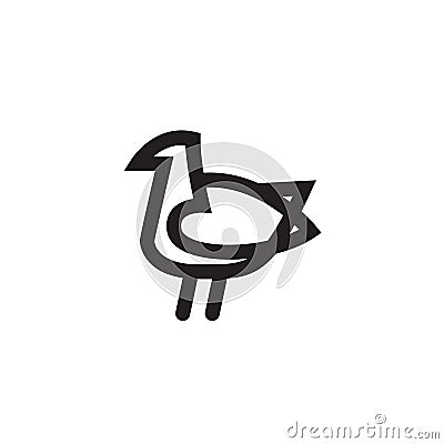 Bird icon - thin line style Vector Illustration