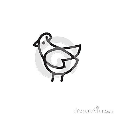 Bird icon - thin line style Vector Illustration