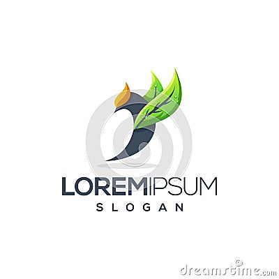 Bird leaf logo design ready to use Stock Photo