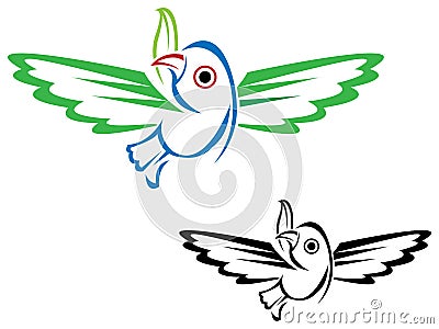 Bird with leave Vector Illustration