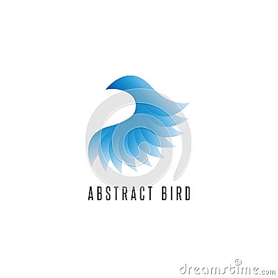 Bird log gradient blue style, abstract winged idea delivery emblem, creative flying graphic design element Vector Illustration