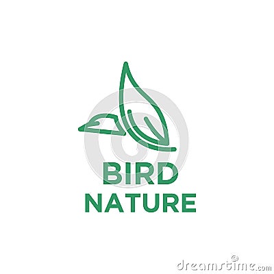 Bird logo design with leaf Vector Illustration