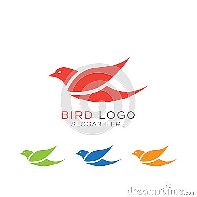 Bird logo with different color on white background. Vector Illustration