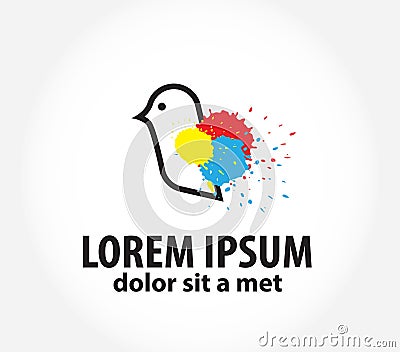 Bird logo, logo design template for printing, polygraphy Vector Illustration