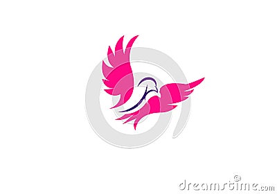 Bird logo vector icon template download monoline color line art outline Vector Illustration