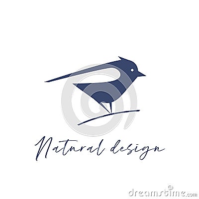 Bird logo. Vector logo. Simple flat concise design Vector Illustration