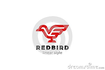 Bird Logo Wings Abstract Vector design template Linear style. Geometric Dove Duck Sparrow Pigeon Logotype concept icon Vector Illustration