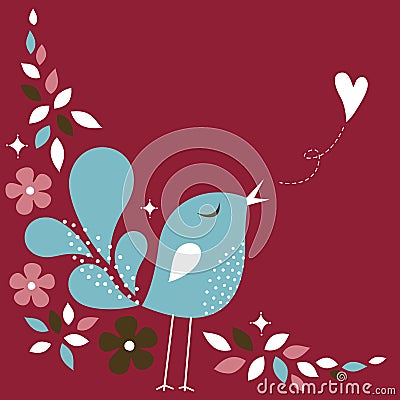 Bird love card Vector Illustration