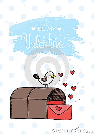 Bird mail cartoon cute illustration in Cartoon Illustration