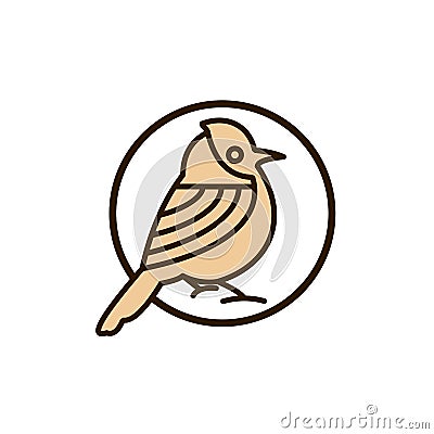 Bird monoline logo vector design illustration Cartoon Illustration