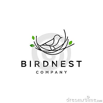 Bird nest icon logo line illustration symbol Vector Illustration