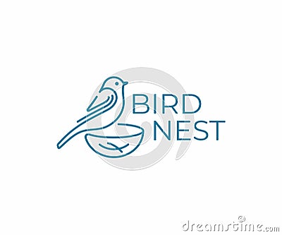 Bird with nest logo design. Bird watching vector design Vector Illustration