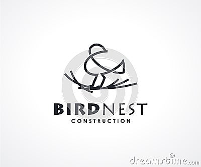 Bird Nest logo design concept, Construction logo design template Vector Illustration