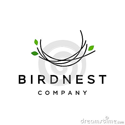 Bird nest logo icin vector illustration in trendy line art style Vector Illustration